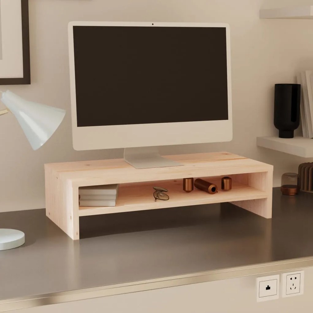 Stand pentru monitor, 50x24x13 cm, lemn masiv de pin 1, Maro