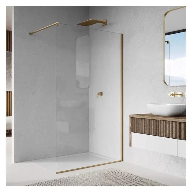 Paravan de dus tip Walk-in auriu periat SanSwiss Easy STR4P 80x200 cm