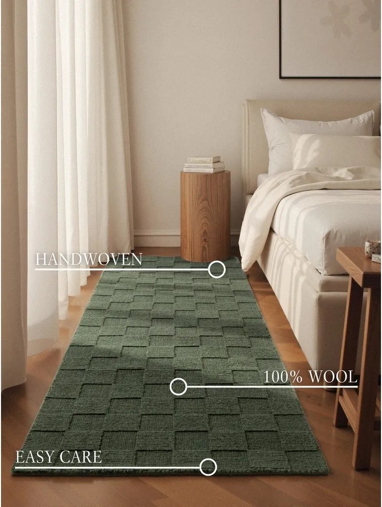 Covor tip traversă verde închis țesut manual din lână 80x200 cm Scala – Villeroy&amp;Boch