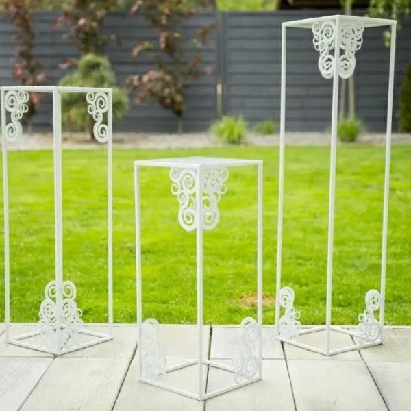 Suport pentru flori 80x24 cm, alb