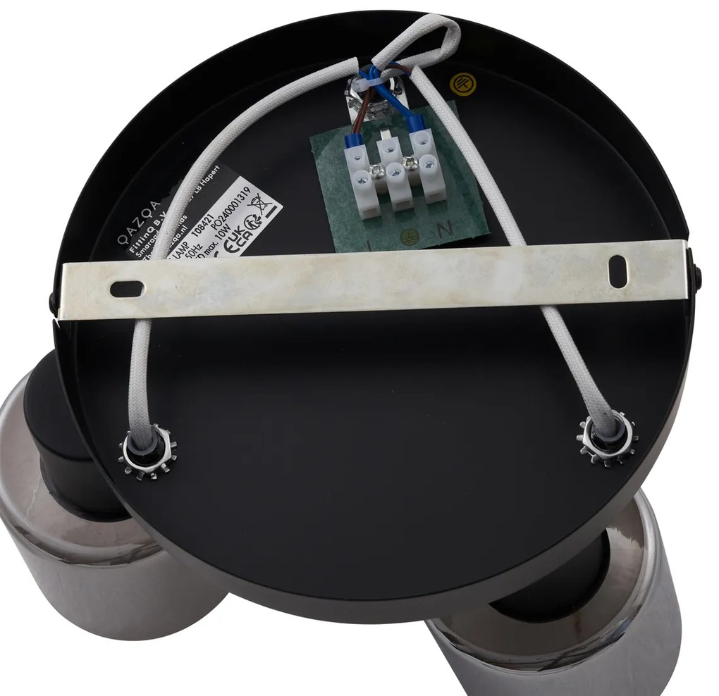 Plafonieră modernă neagră cu sticlă fumurie rotundă cu 3 lumini - Cilin