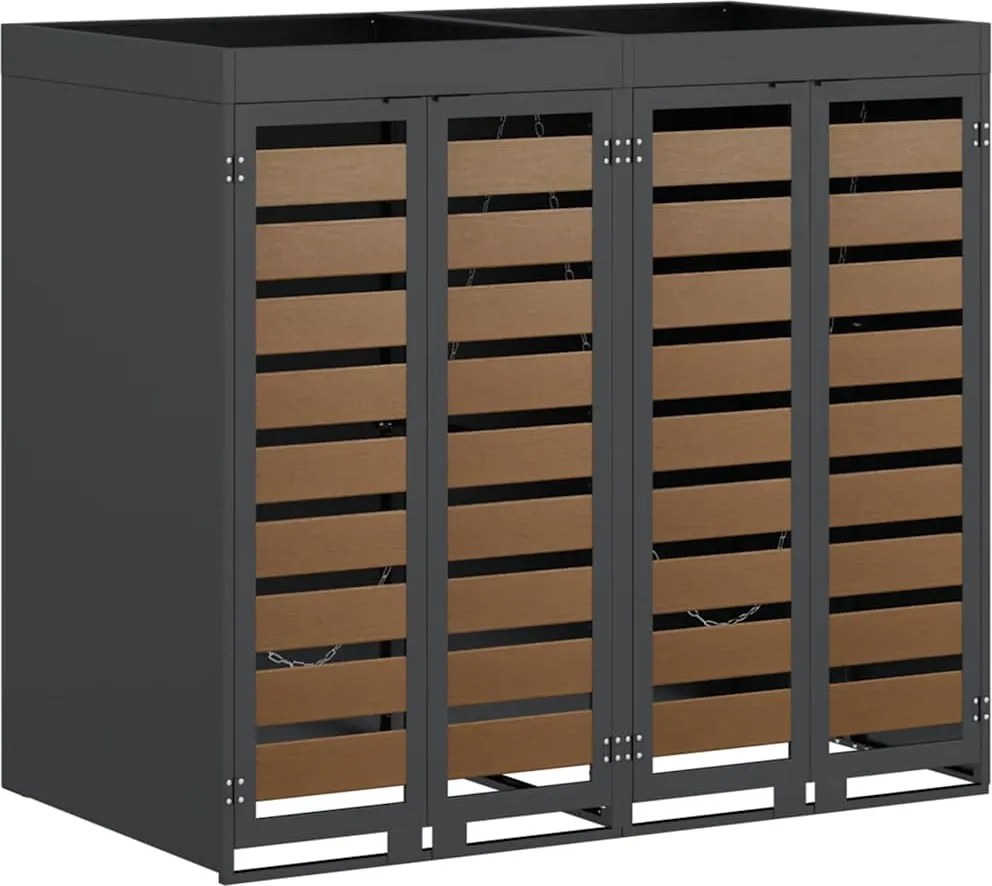 vidaXL Depozitare pentru 3 pubele Wheelie 340 x 77.5 x 115.5 cm Oțel