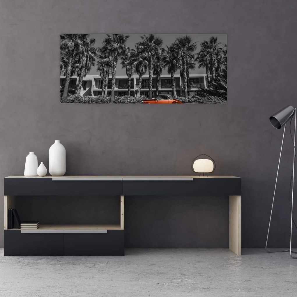 Tablou - Mașină roșie, retro (120x50 cm)