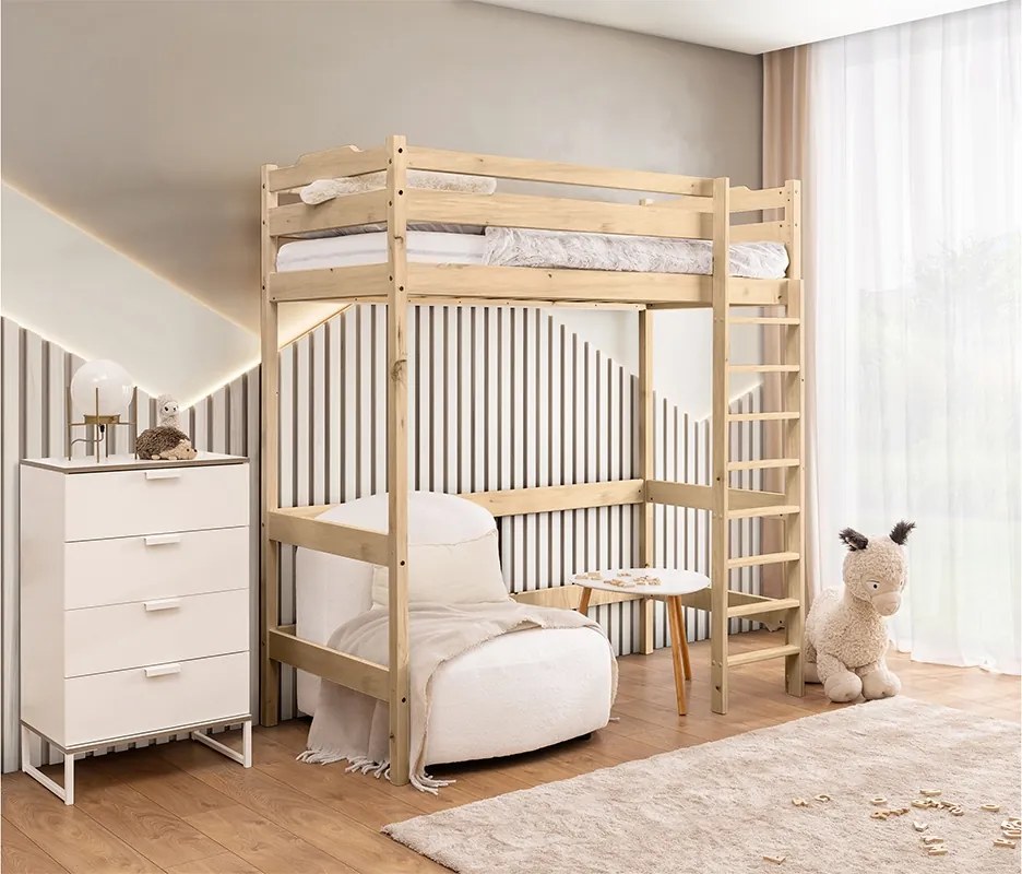 Pat pentru copii cu etaj Samio 90x200 - pin