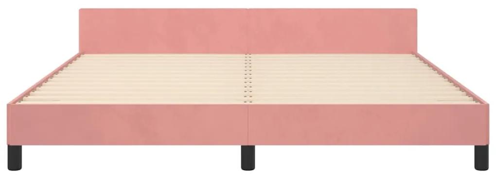 Cadru de pat cu tablie, roz, 180x200 cm, catifea Roz, 180 x 200 cm
