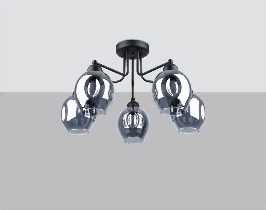 Plafonieră neagră cu abajur din sticlă 59x59 cm Garten – Sollux