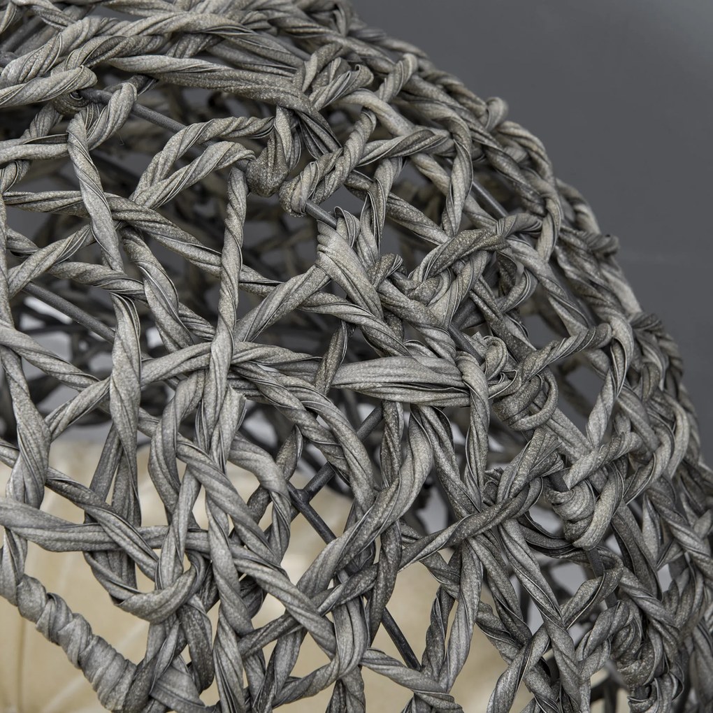 PawHut Coș pisică pat înălțat pisică cozi cuib confort pernă pufoasă inclusă rășină imitând răchita Ø 52 x 58H cm gri | Aosom Romania