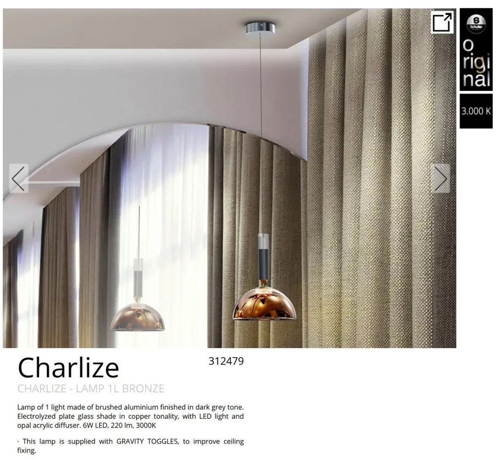 Pendul LED modern design decorativ Charlize 1L BRONZE
