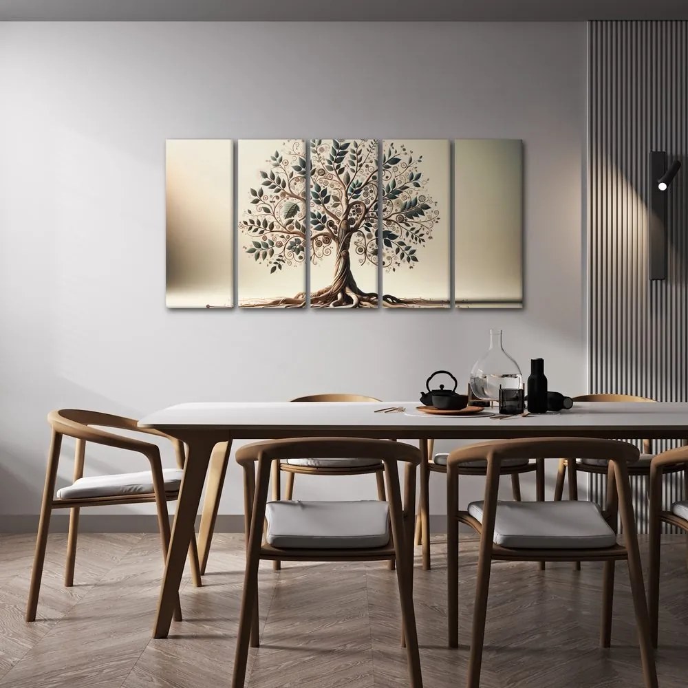 Tablou 5-piese arborele vieții decorativ cu ornamente