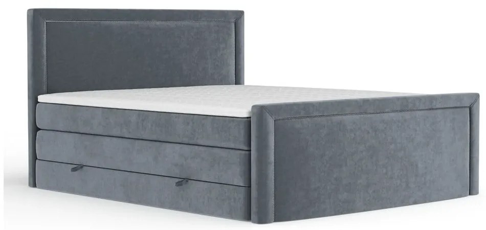 Pat boxspring gri închis cu spațiu de depozitare 180x200 cm Lavenda – Maison de Rêve