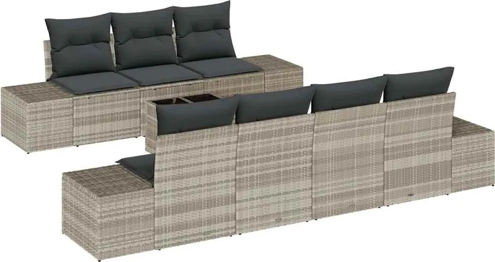 vidaXL Set de canapele pentru grădină 8 pcs Gri deschis și gri închis