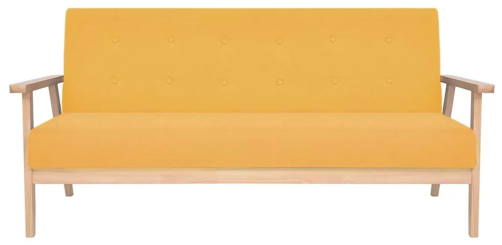 Canapea cu 3 locuri, galben, material textil Galben, Canapea cu 3 locuri