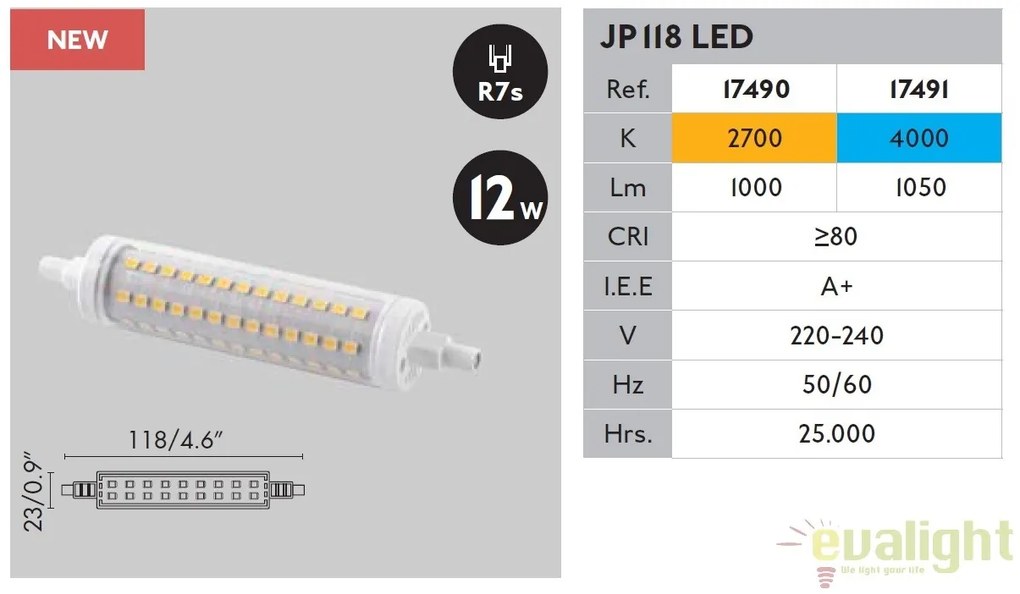 BEC LED R7S JP118MM 12W lumina calda 2700K 17490