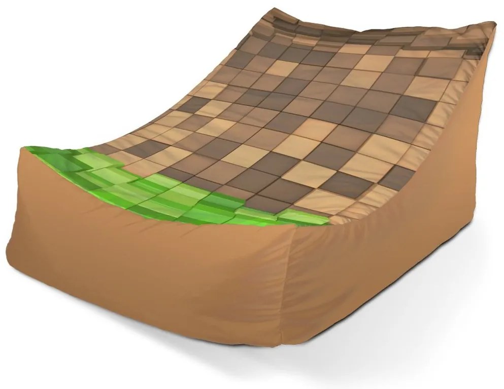 Sac de șezut Lounge Blocks 3D - pentru copii, maro / verde