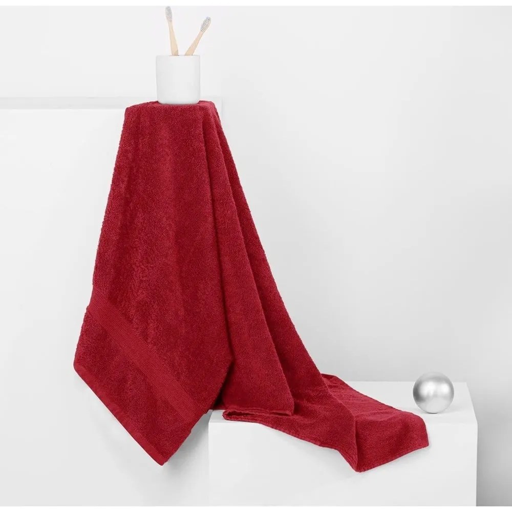 Prosoape de baie roșii 4 buc. din bumbac frotir Marina – DecoKing