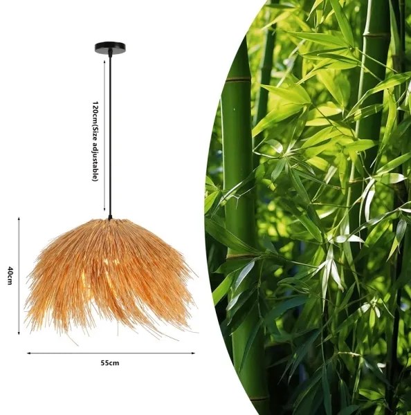 Lustră pe cablu Immax 08272L NATURALEZA 1xE27/40W/230V d. 55 cm ratan