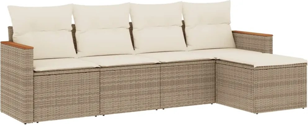vidaXL Set canapele de grădină cu perne, 5 piese, bej, poliratan