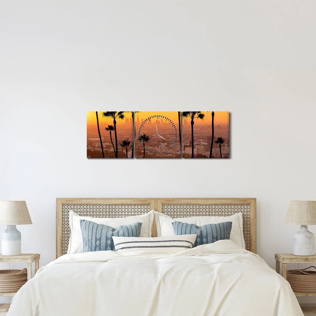 Tablou - Panorama din Los Angeles (cu ceas) (90x30 cm)