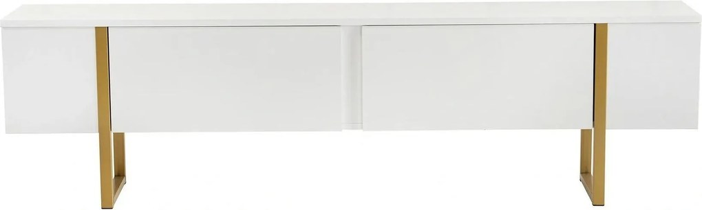 Comoda TV SERENITY, alb/auriu, PAL/metal, 180x30x50 cm