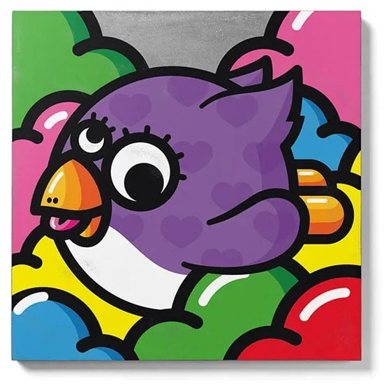 Tablou din beton pentru perete Lyon Béton Volante Violette, 50 x 50 cm