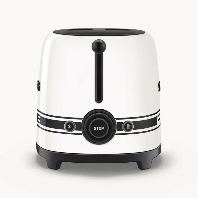 Prajitor de paine SMEG 50's Style Porsche TSF01PCWEU, 950 W, 2 felii, 6 trepte, Tava pentru firimituri, Cablu integrat, Otel inoxidabil, Alb