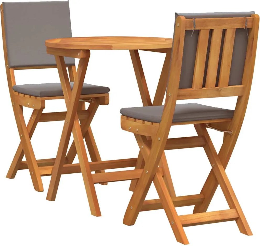 vidaXL Set bistro cu pernă 3 pcs Ulei Natural Lemn Solid de Acacia
