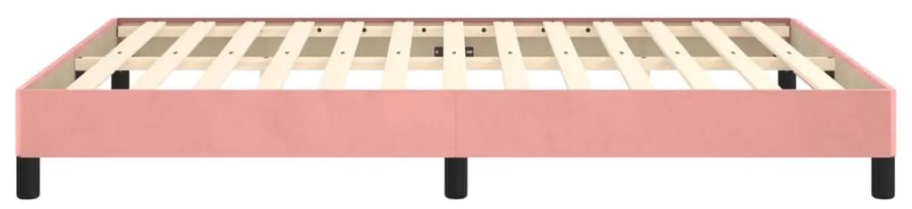 Cadru de pat, roz, 140x190 cm, catifea Roz, 25 cm, 140 x 190 cm