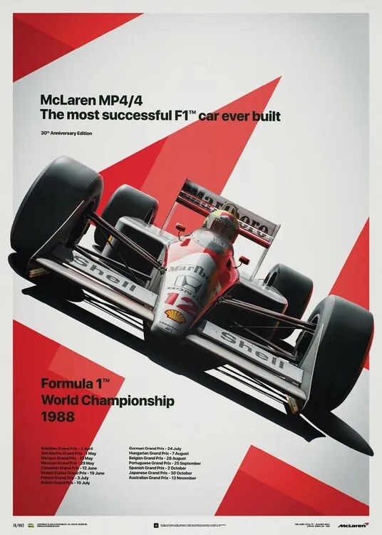 Imprimare de artă McLaren MP4/4 - Ayrton Senna - MP4/4 - San Marino GP - 1988, Automobilist