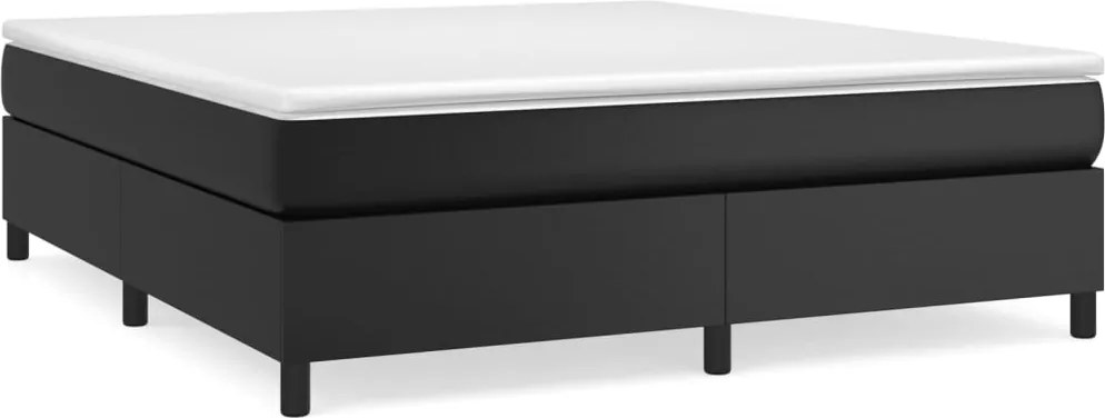 vidaXL Pat box spring cu saltea, negru, 180x200 cm, piele ecologică