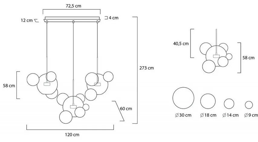 Lustra cu 3 pendule LED design modern Boliccine