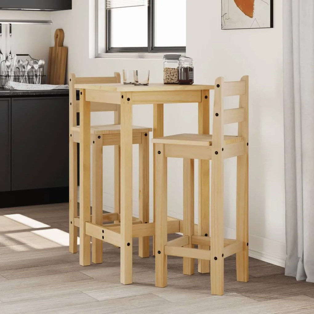 vidaXL Set mobilier de bar, 3 piese, lemn masiv de pin