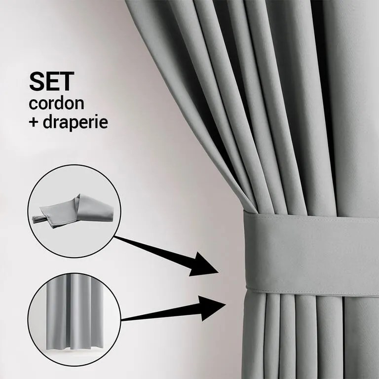 Draperie groasă blackout RESTILO argint 140 x 245 cm set 2 buc