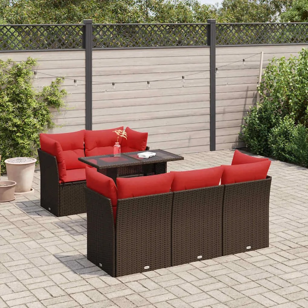 vidaXL Set canapele de grădină cu perne, 6 piese, maro, poliratan