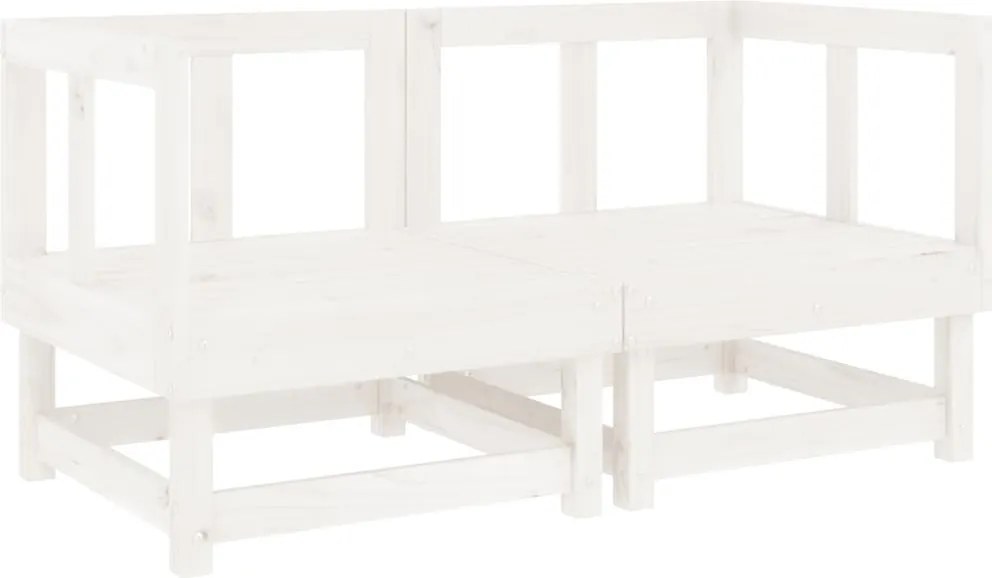 vidaXL Canapea de colț de grădină, 2 buc., alb, lemn masiv de pin