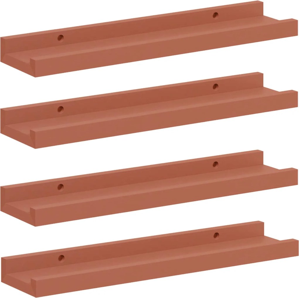 vidaXL Raft de perete cu raft 4 pcs Roșu 40 x 9 x 3 cm Lemn compozit