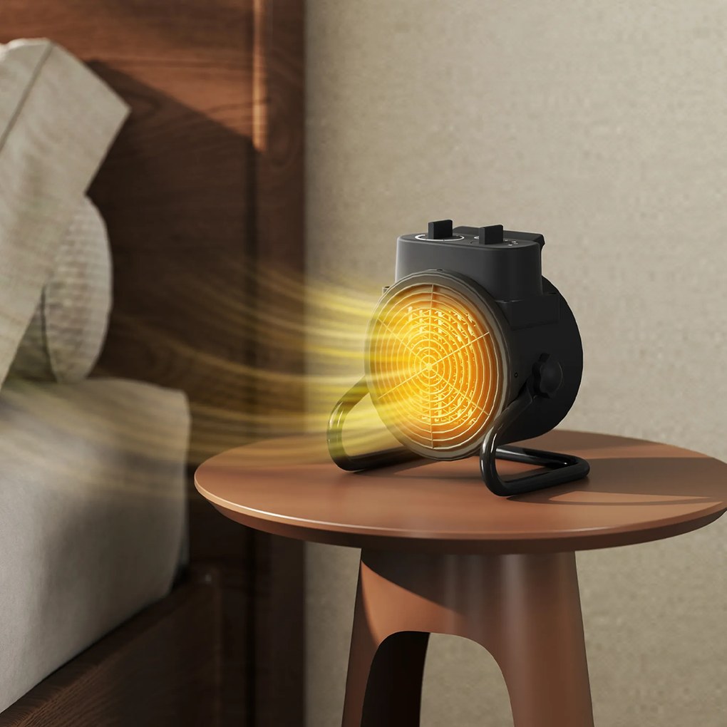 HOMCOM Încălzitor electric reglabil cu 3 moduri, 21.5x15.8x22 cm, Negru | Aosom Romania