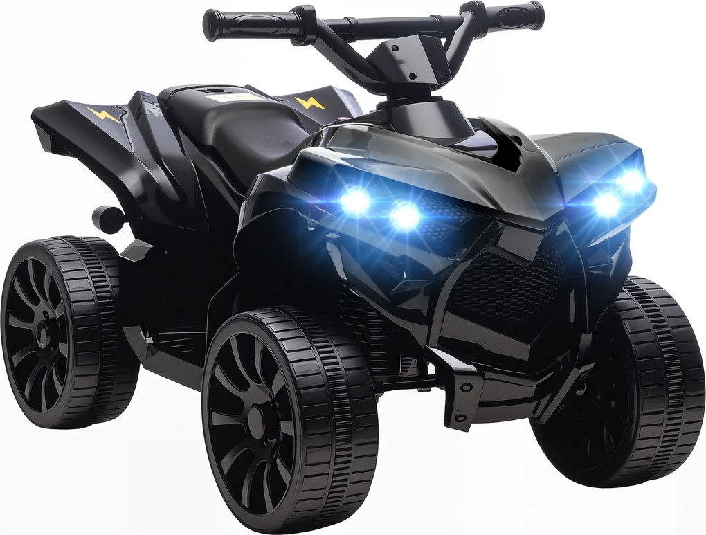 AIYAPLAY ATV Electric 6V pentru Copii, Vehicul cu 4 Roți cu Muzică și Faruri LED, pentru Vârste între 3-8 Ani, Negru | Aosom Romania