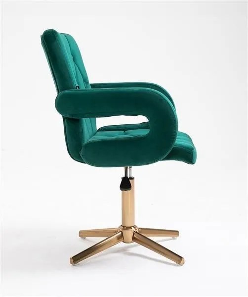 HR8404CROSS Scaun Catifea Verde cu Bază Aurie