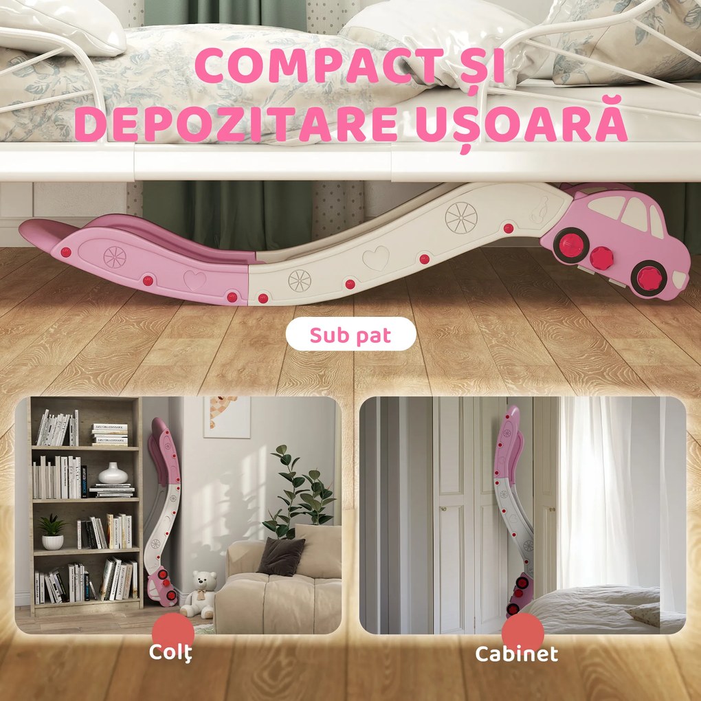 AIYAPLAY Tobogan pentru Copii din HDPE cu Zonă de Amortizare Integrată, pentru Canapele, Paturi, 18-48 luni, Roz | Aosom Romania