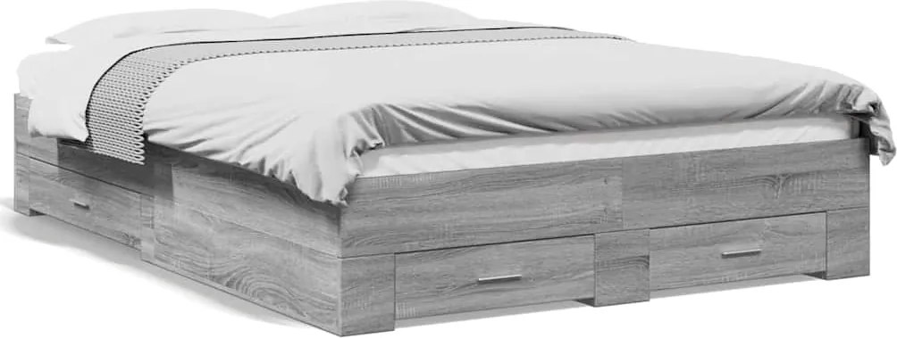 vidaXL Cadru de pat cu sertare gri sonoma 120x190 cm lemn prelucrat