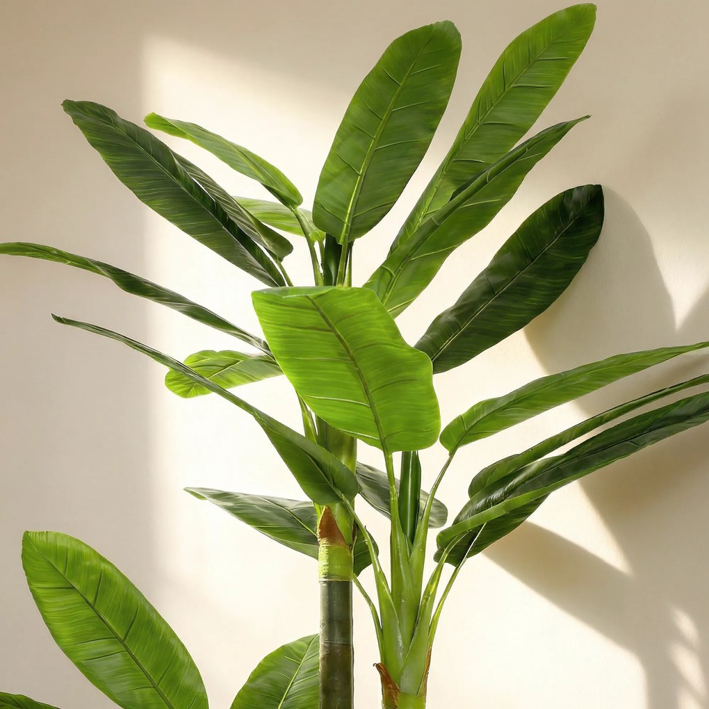 HOMCOM Arbore Artificial de Banan 180 cm cu Ghiveci, Plantă Falsă cu 18 Frunze pentru Decor Interior sau Birou, Verde | Aosom Romania
