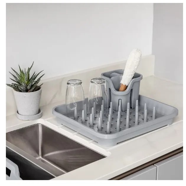 Scurgător pentru tacâmuri din plastic reciclat Addis Eco Range, gri