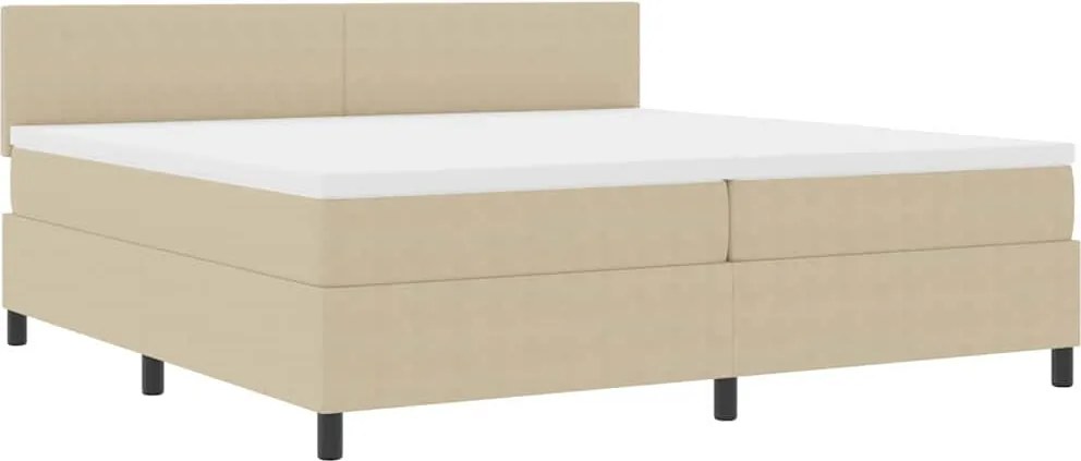 vidaXL Pat cu arcuri cu headboard Gri deschis și alb. 200 x 200 cm