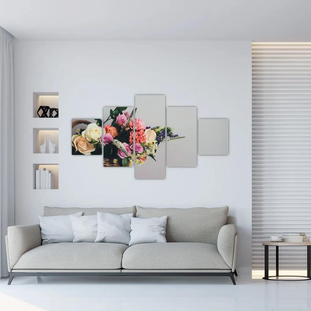 Tablou cu coș și flori (125x70 cm), în 40 de alte dimensiuni noi