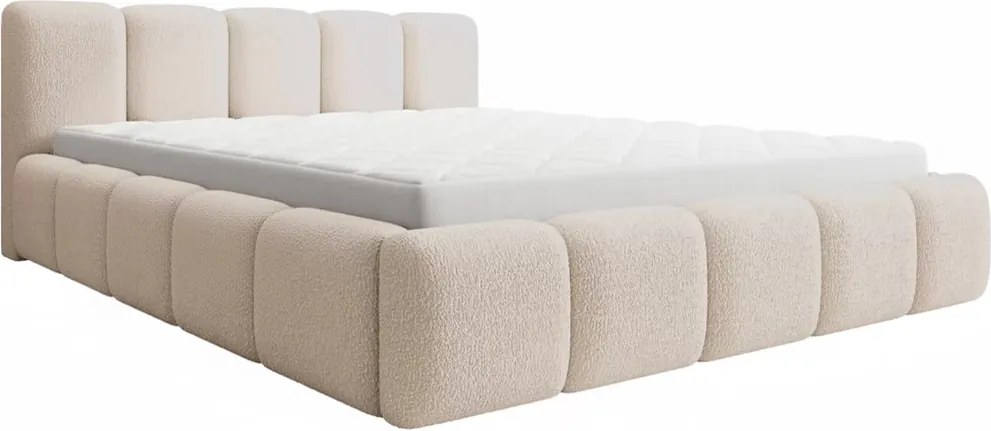 Pat tapițat Tesia 160x200 cu ladă depozitare - bukla bej Quelle 03