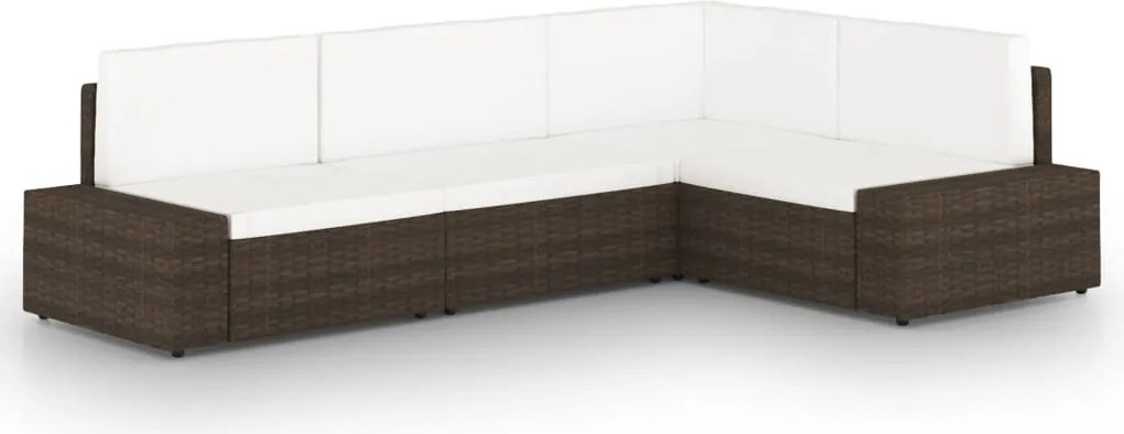 vidaXL Set mobilier de grădină, 4 piese, maro, poliratan