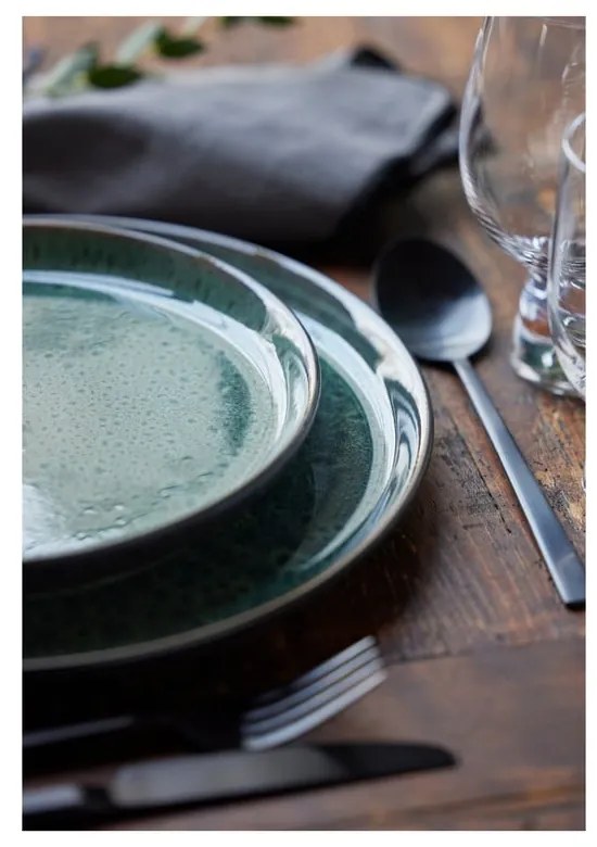 Farfurie verde/neagră pentru desert din gresie ø 21 cm Gastro Green/Black – Bitz