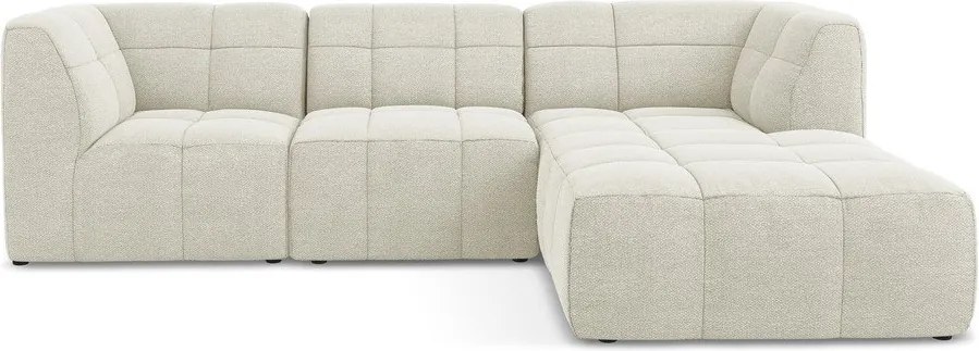 Colțar bej cu tapițerie din țesătură bouclé (cu colț pe partea dreaptă/cu șezlong) Aloha – Makamii