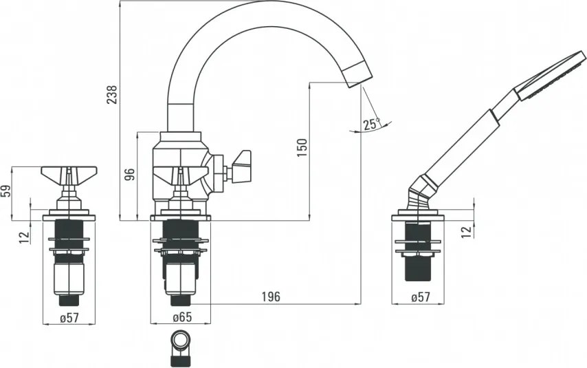 Temisto baterie pentru cada cu montaj pe cada finisaj negru BQTN14D