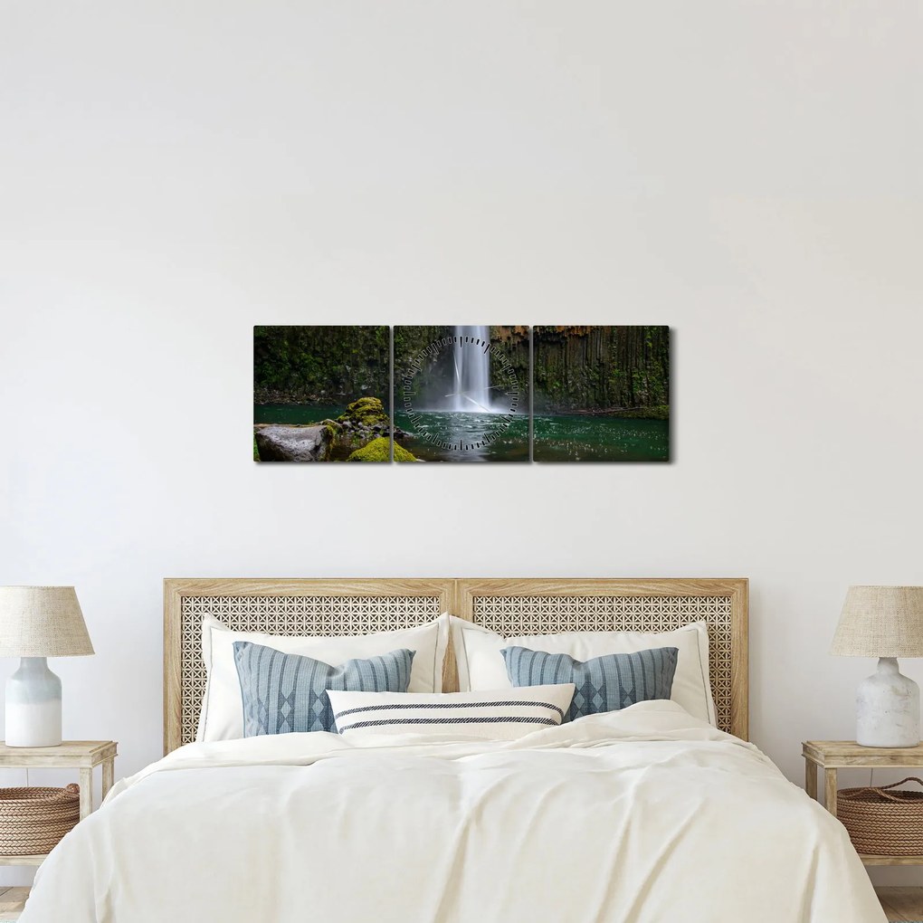 Tablou cu cascade (cu ceas) (90x30 cm)